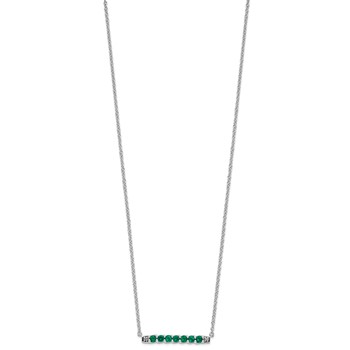 10kw Created Emerald and Diamond Necklace — alternate view