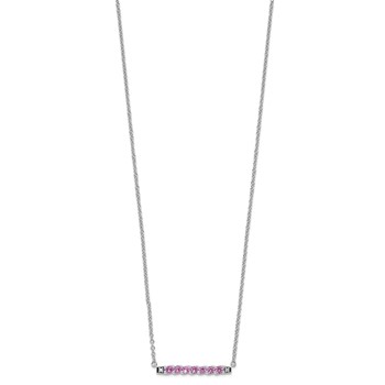10kw Created Pink Sapphire and Diamond Necklace — alternate view