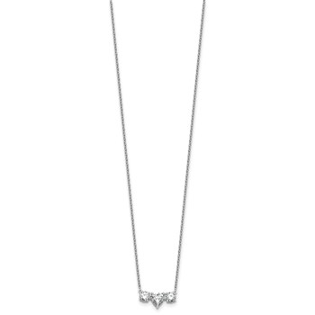 14k White Gold 1 3/8 carat Lab Grown Diamond VS/SI+ G+ Complete 16 inch Three Stone Heart Center Necklace — alternate view