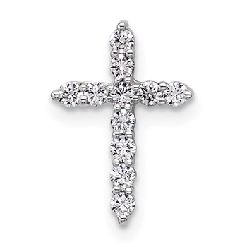 14K White Gold Certified Lab Grown Diamond VS/SI FGH Cross Pendant