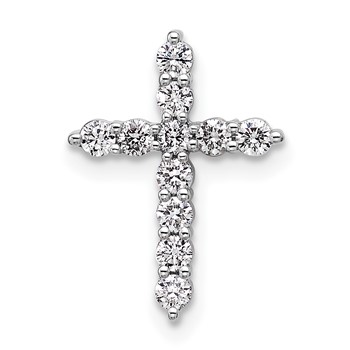 14K White Gold Certified Lab Grown Diamond VS/SI FGH Cross Pendant