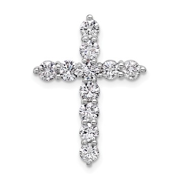 14K White Gold Certified Lab Grown Diamond VS/SI FGH Cross Pendant