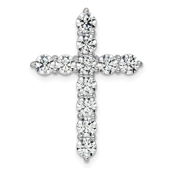 14K White Certified Gold Lab Grown Diamond 3ctw VS DEF Cross Pendant
