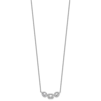 14k White Gold 3/4 carat Lab Grown Diamond VS+ F+ Complete 18 inch Three Stone Fashion Necklace — alternate view