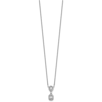 14k White Gold 1/2 carat Lab Grown Diamond VS+ F+ Complete 18 inch Halo Dangle Fashion Necklace — alternate view