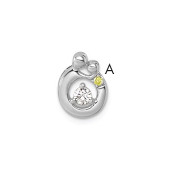 14k WG 1 Synthetic Birthstone and Dia. Mother/Child Chain Slide