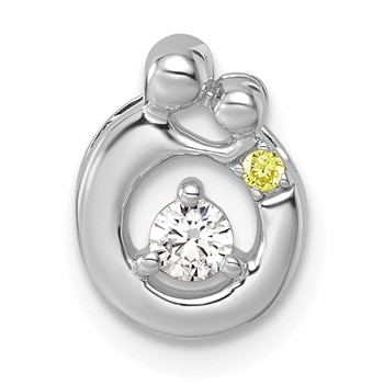 14k WG 1 Synthetic Birthstone and Dia. Mother/Child Chain Slide — alternate view