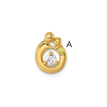 14k 1 Genuine Birthstone and Dia. Mother/Child Chain Slide