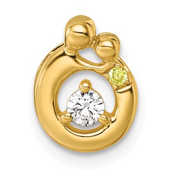 14k 1 Genuine Birthstone and Dia. Mother/Child Chain Slide — alternate view
