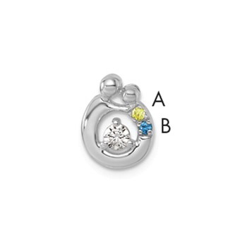 14k WG 2 Birthstone and Dia Mother/Child Chain Slide Semi-mount