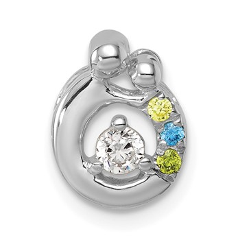 14k WG 3 Synthetic Birthstone and Dia. Mother/Child Chain Slide — alternate view
