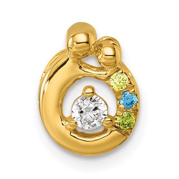 14k 3 Genuine Birthstone and Dia. Mother/Child Chain Slide — alternate view