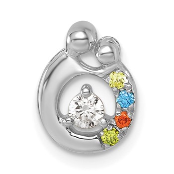 14k WG 4 Genuine Birthstone and Dia. Mother/Child Chain Slide — alternate view