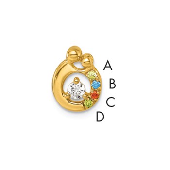 14k 4 Genuine Birthstone and Dia. Mother/Child Chain Slide