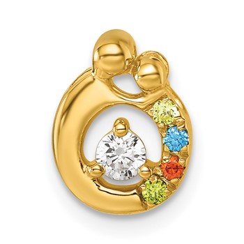 14k 4 Genuine Birthstone and Dia. Mother/Child Chain Slide — alternate view