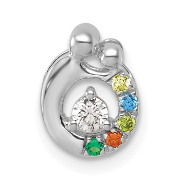 14k WG 5 Genuine Birthstone and Dia. Mother/Child Chain Slide — alternate view