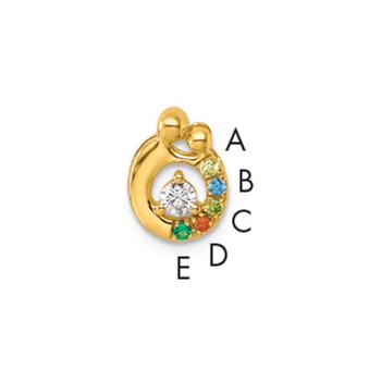 14k 5 Genuine Birthstone and Dia. Mother/Child  Chain Slide