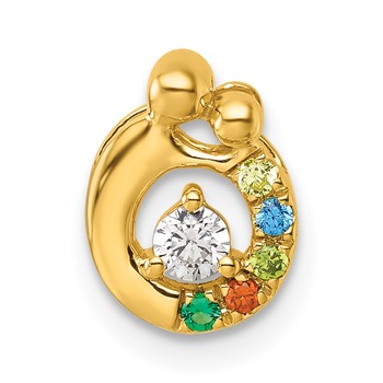 14k 5 Genuine Birthstone and Dia. Mother/Child  Chain Slide — alternate view