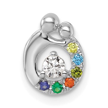 14k WG 6 Genuine Birthstone and Dia. Mother/Child Chain Slide — alternate view