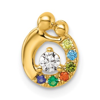 14k 6 Genuine Birthstone and Dia. Mother/Child Chain Slide — alternate view