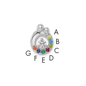 14k WG 7 Genuine Birthstone and Dia. Mother/Child Chain Slide