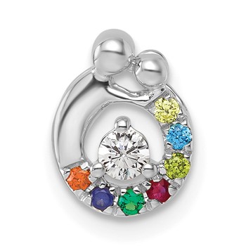 14k WG 7 Genuine Birthstone and Dia. Mother/Child Chain Slide — alternate view