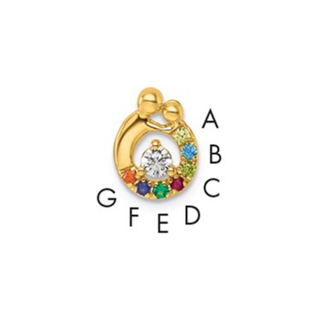 14k 7 Genuine Birthstone and Dia. Mother/Child Chain Slide