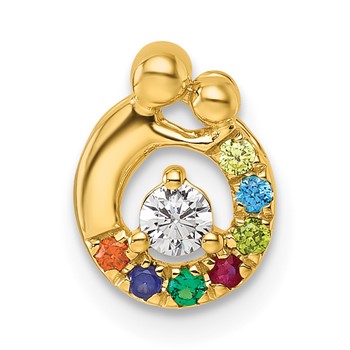 14k 7 Genuine Birthstone and Dia. Mother/Child Chain Slide — alternate view