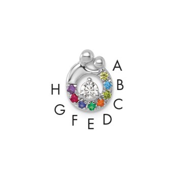 14k WG 8 Genuine Birthstone and Dia. Mother/Child Chain Slide