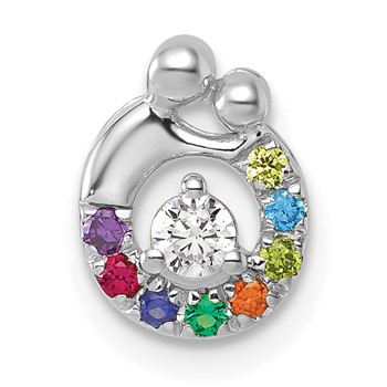 14k WG 8 Genuine Birthstone and Dia. Mother/Child Chain Slide — alternate view