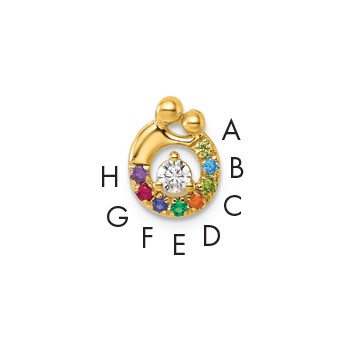 14k 8 Synthetic Birthstone and Dia. Mother/Child Chain Slide