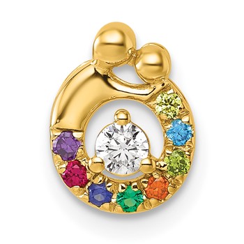 14k 8 Synthetic Birthstone and Dia. Mother/Child Chain Slide — alternate view