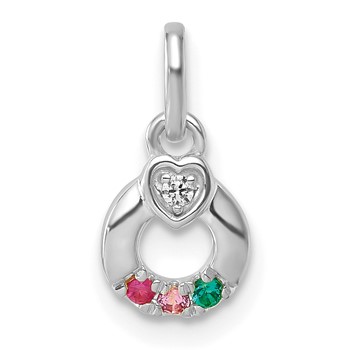 14k WG Dia. Heart w/3 Birthstone Mother's Circle Pend Semi-Mount — alternate view