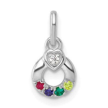 14k WG Dia. Heart w/4 Birthstone Mother's Circle Pend Semi-Mount — alternate view