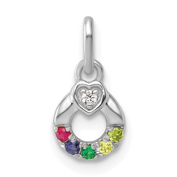 14k WG Dia. Heart w/5 Genuine Birthstone Mother's Circle Pendant — alternate view