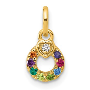 14k Dia Heart w/ 8 Birthstone Mother's Circle Pendant Semi-Mount — alternate view