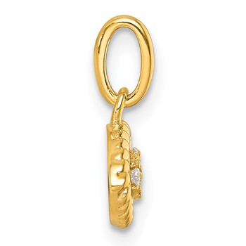 14K Polished Diamond Twisted Edge Evil Eye Pendant — alternate view