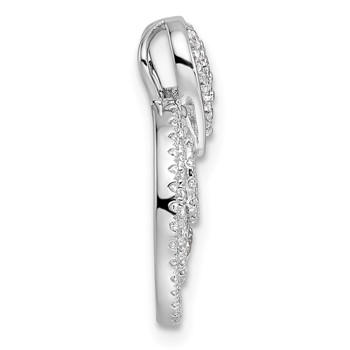 14K White Gold Polished 5/8 carat Diamond Layered Circles Doorknocker Chain Slide — alternate view