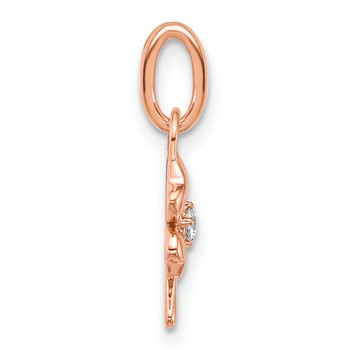 14K Rose Gold Polished Diamond Four Leaf Clover Charm — alternate view