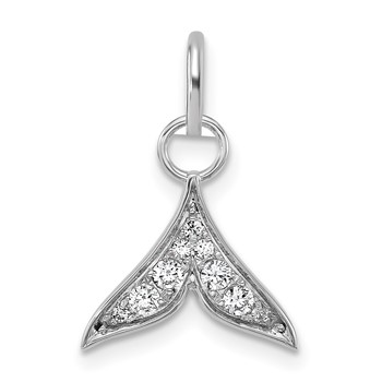 14K White Gold Polished Diamond Whale Tail Charm