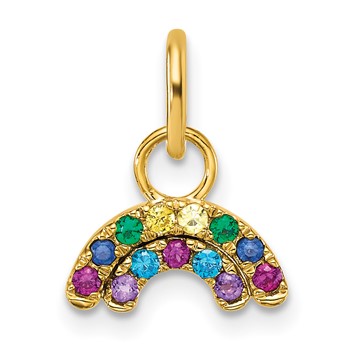 14K Polished Multi-color CZ Double Rainbow Charm