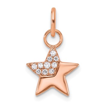 14K Rose Gold Polished 1/10 carat Diamond Star Charm