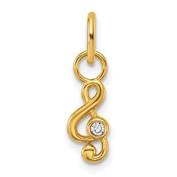 14K Polished Diamond Music Treble Clef Charm