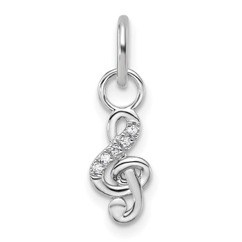 14K White Gold Polished Diamond Music Treble Clef Charm