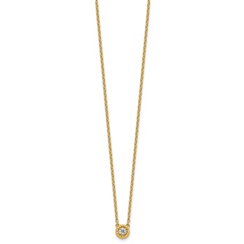 14K Polished and Twisted 1/10 carat Diamond 18 inch Necklace — alternate view