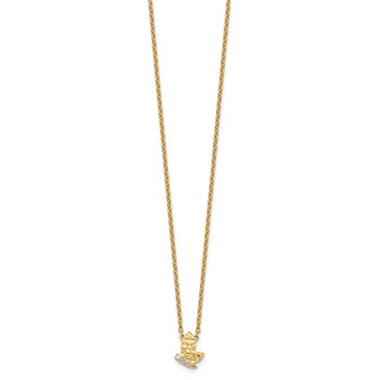 14K Polished and Hammered 1/20 carat Diamond Butterfly 18 inch Necklace — alternate view