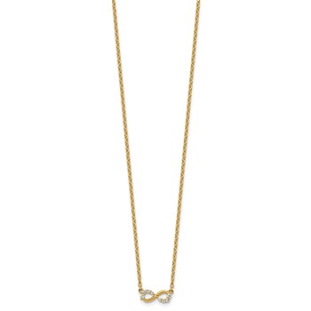 14K Polished and Beaded 1/8 carat Diamond Infinity Symbol 18 inch Necklace — alternate view