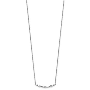 14K White Gold Polished 1/20 carat Diamond Curved Bar 18 inch Necklace — alternate view