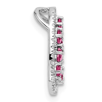 14K White Gold Polished Diamond and Pink Tourmaline Heart Chain Slide — alternate view