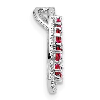 14K White Gold Polished Diamond and Ruby Heart Chain Slide — alternate view